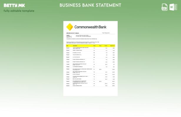 модерен стил Извод на претпријатие за сметка на Комонвелт банка Шаблон Word и PD